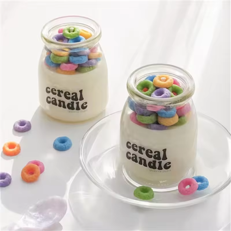 Milk Drink Container Pot 270ml Glass Jar Yogurt Glass round Jars Small Clear Glass Container for Candy Cake and Jam