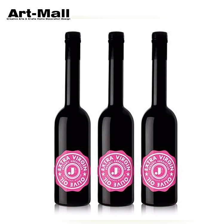 Black ceramic printing mini glass red wine bottle