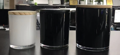 Christmas wholesale 7oz 10oz 14oz empty candle jar tumble glossy black white glass candle vessel for scented candle making