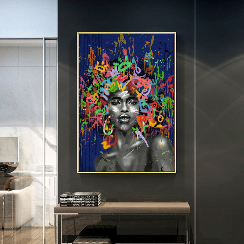 HONGYA  Fashion Lady Poster Black canvas Art Painting Nordic Prints Modern Woman Modern Wall Picture Girls Beauty Salon Decor