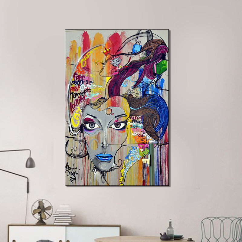 abstract beautiful women wall art painting on canvas HD banksy graffiti prints pop art home decor painting wholesale price