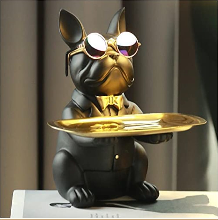 Cool Dog Animal Resin Crafts Home Nordic Table Decoration French Bulldog Statue With Tray for Home Decoration