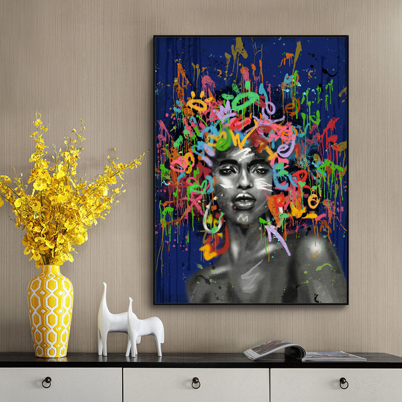 HONGYA  Fashion Lady Poster Black canvas Art Painting Nordic Prints Modern Woman Modern Wall Picture Girls Beauty Salon Decor