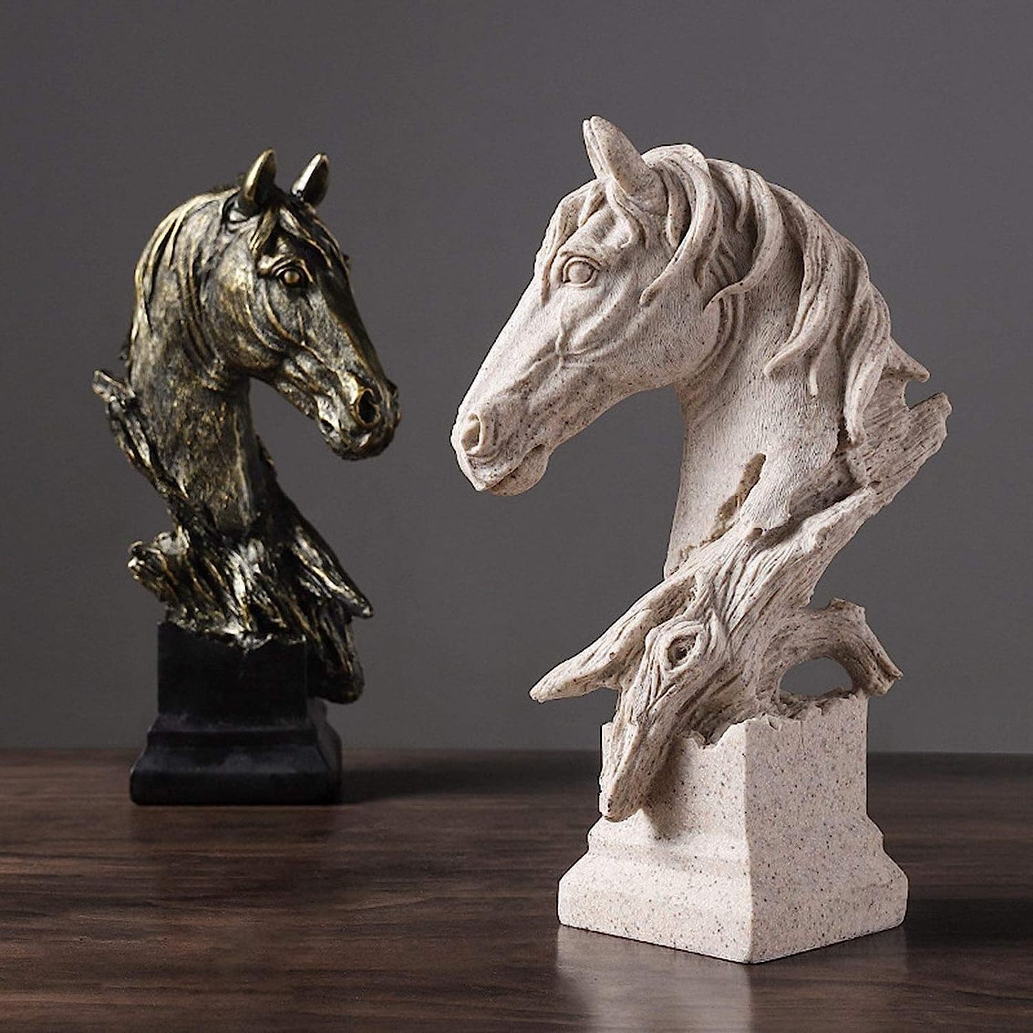 Beautifully Resin Horse Bust Sculptures,Animal Collectible Figurines for Home Decor Office Tabletop Cabinet decoration