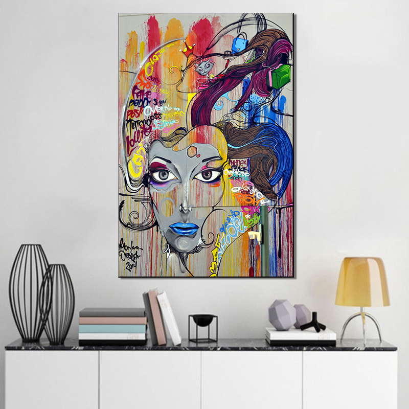 abstract beautiful women wall art painting on canvas HD banksy graffiti prints pop art home decor painting wholesale price