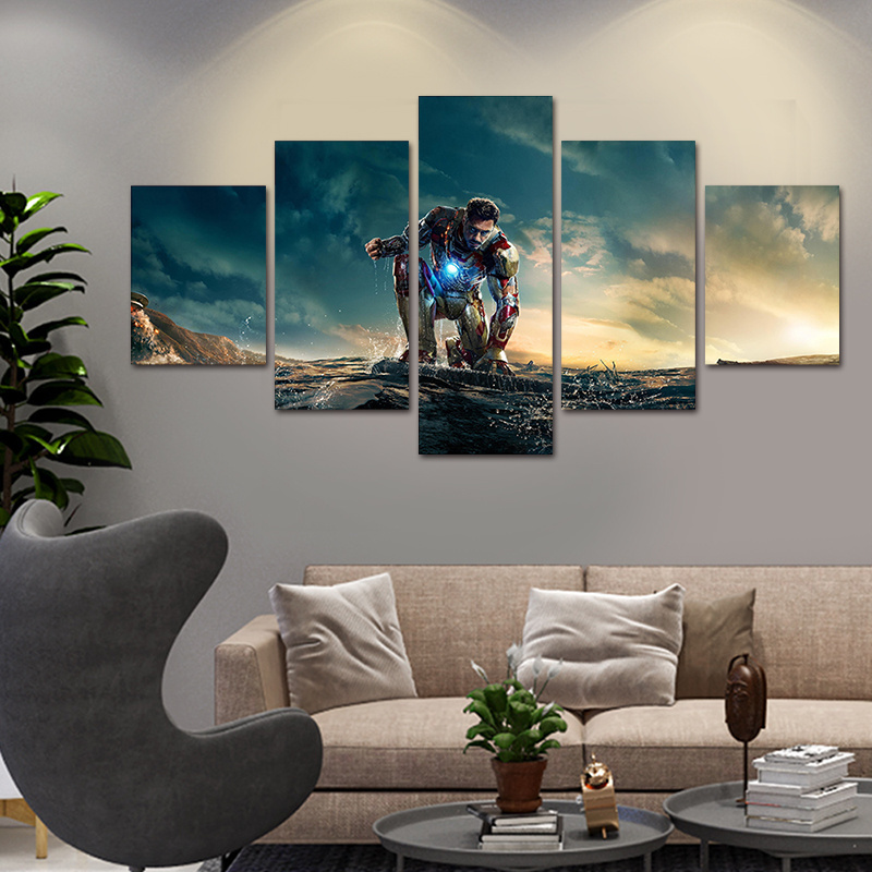 The Newest Iron Man Tony Stark Modern Painting on Canvas Wall Art 5 panel Printed Painting  home Decorations Film Character