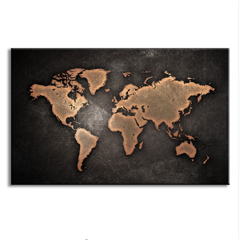 1 PCS/Set Huge Black World Map Paintings Print On Canvas HD Abstract World Map Canvas Painting Office Wall Art Home decor