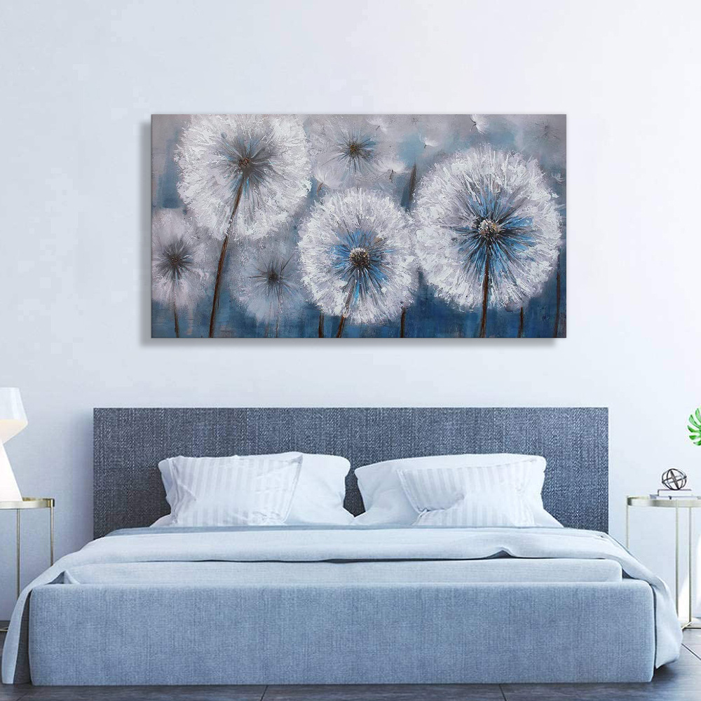 Dandelion Wall Art Canvas Painting Botanical Posters for Bedroom Blue White Bathroom Prints Modern Home Decor