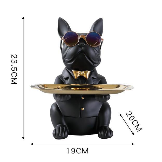 Cool Dog Animal Resin Crafts Home Nordic Table Decoration French Bulldog Statue With Tray for Home Decoration