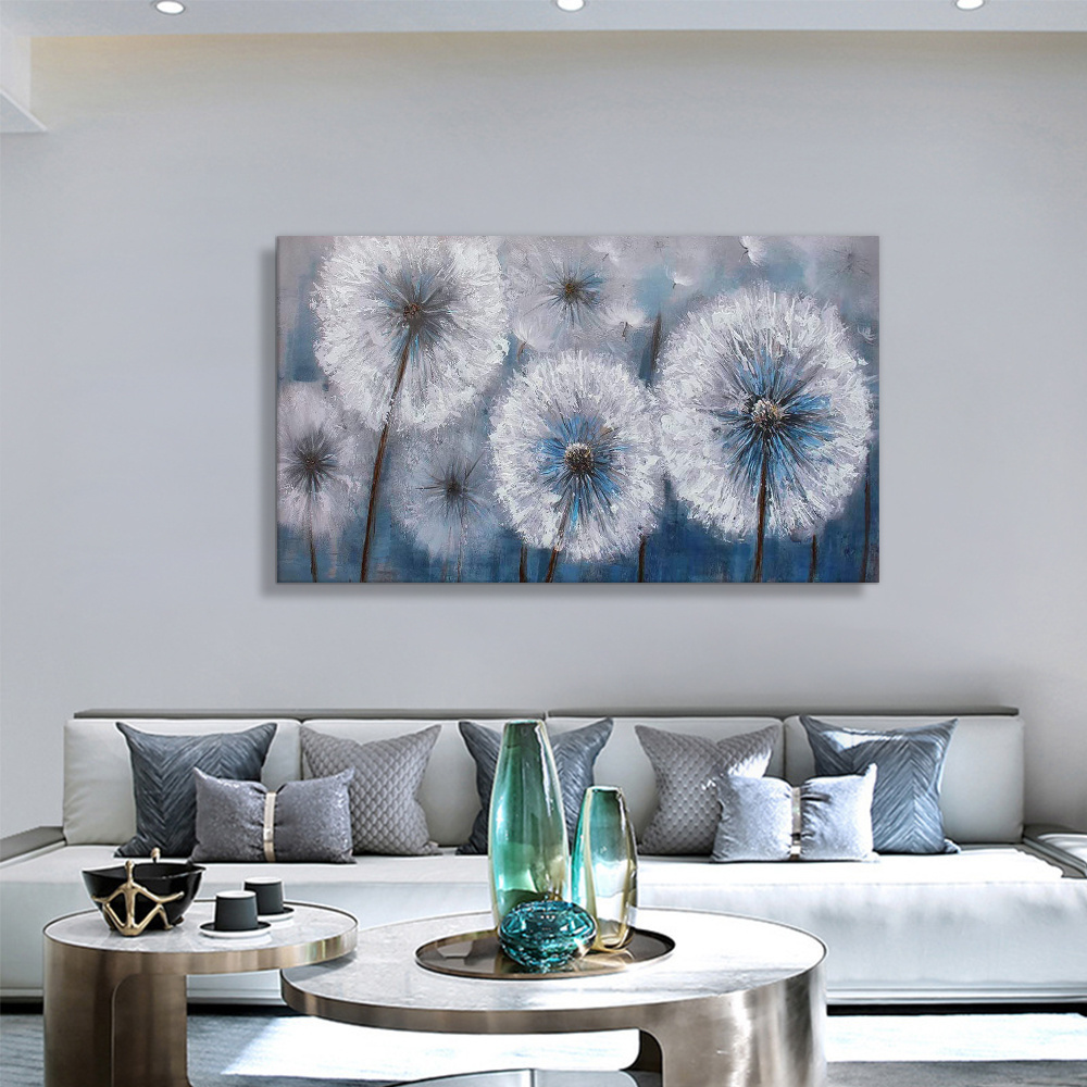 Dandelion Wall Art Canvas Painting Botanical Posters for Bedroom Blue White Bathroom Prints Modern Home Decor