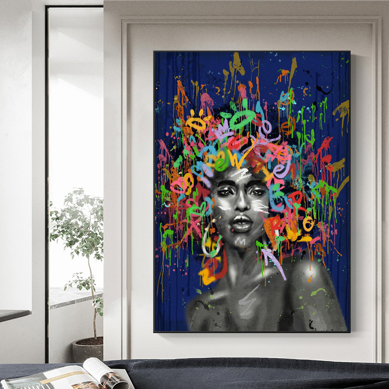 HONGYA  Fashion Lady Poster Black canvas Art Painting Nordic Prints Modern Woman Modern Wall Picture Girls Beauty Salon Decor