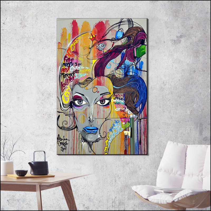 abstract beautiful women wall art painting on canvas HD banksy graffiti prints pop art home decor painting wholesale price