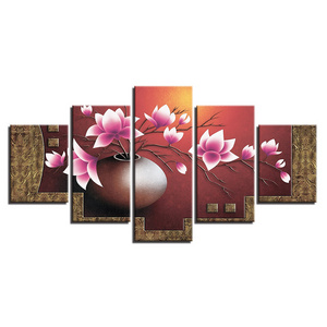 Canvas HD Prints Pictures 5 Pieces Magnolia 3D Flowers Vase Wall Art Painting Factory Wholesale for Living Room Wall Art Modern