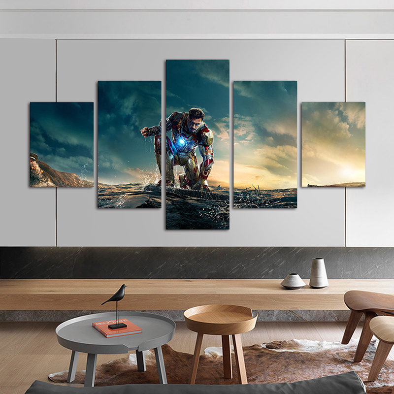 The Newest Iron Man Tony Stark Modern Painting on Canvas Wall Art 5 panel Printed Painting  home Decorations Film Character