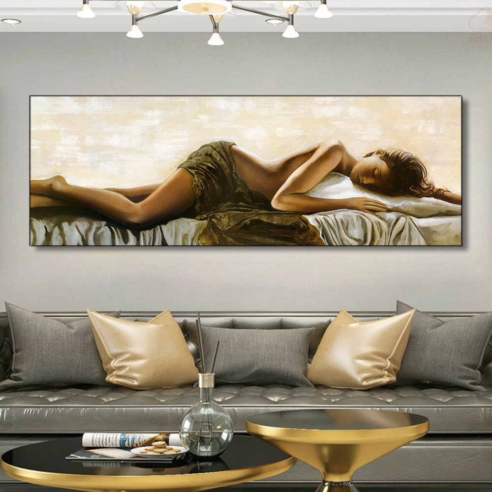 Fashion Decorative Painting Picture for Hotels Living Room Art Painting Sexy Nude Women Oil Printed Canvas Classical 1 Set 61024