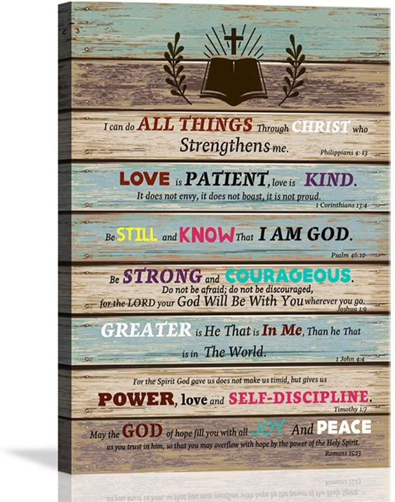 Bible Verse Christian Wall Decor Scripture Inspirational Wall Art for Living Room Bathroom Rustic Religious Gifts Teen Room