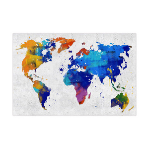 HONGYA Colourful  World Map Poster for Boys Room Decor Cartoon Map Canvas Painting Wall Art Prints Nursery Kids Bedroom Decor