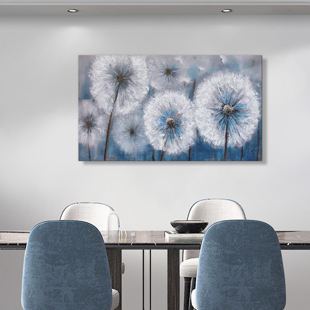 Dandelion Wall Art Canvas Painting Botanical Posters for Bedroom Blue White Bathroom Prints Modern Home Decor