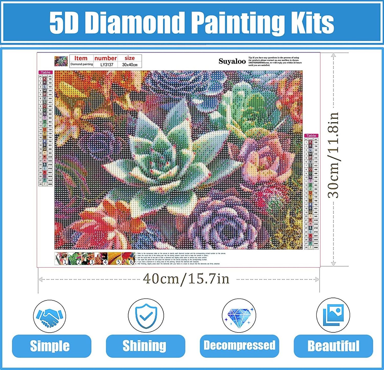 5D Diamond Art Kits for Adults Kids Beginner DIY Flowers Full Drill Paintings with Diamonds Gem Art for Adults Home Wall Decor