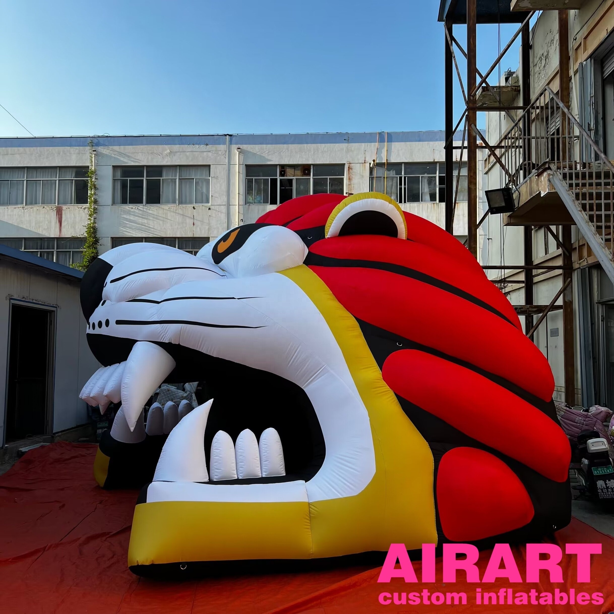 Mascot Tunnel Portable Inflatable Lion Tunnel For Sports Event Entrance