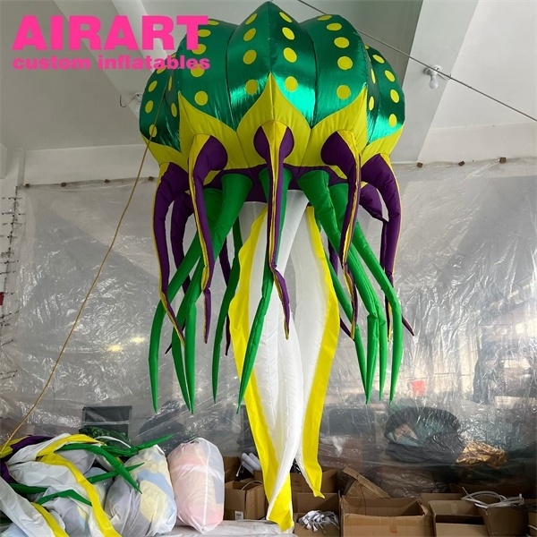 Green inflatable jellyfish, LED inflatable jellyfish balloon for party display