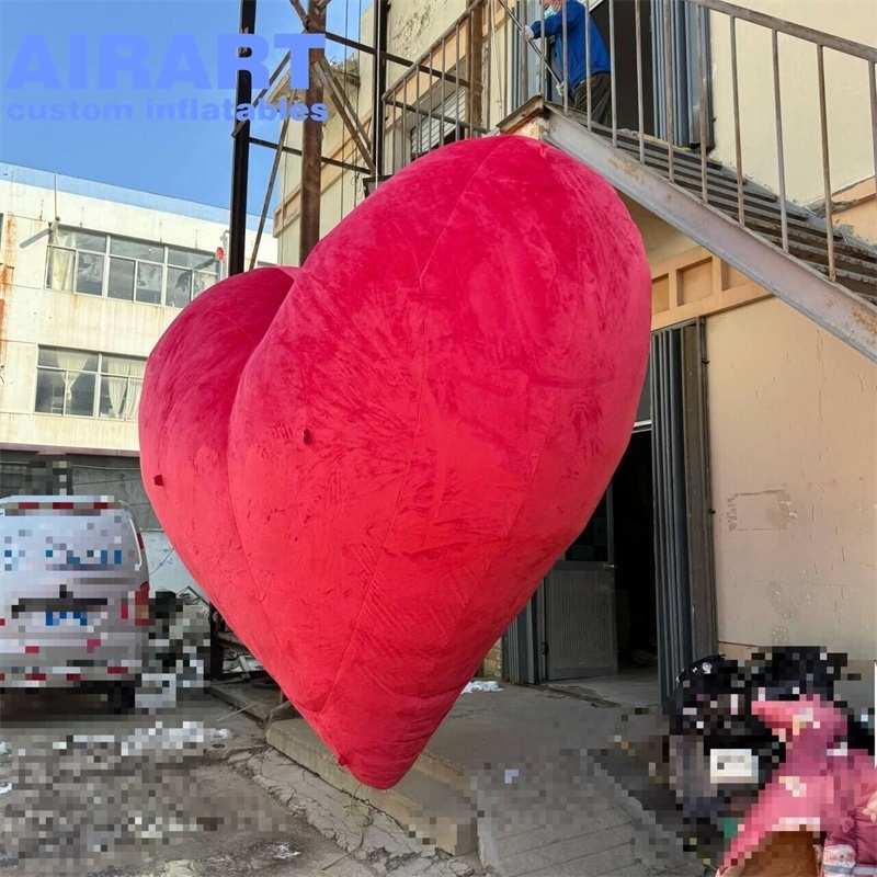 Romantic events props inflatable plush heart,inflatable giant red heart decoration balloon