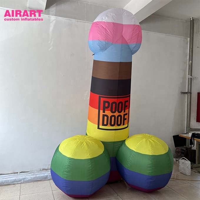 Rainbow giant inflatable penis for toy