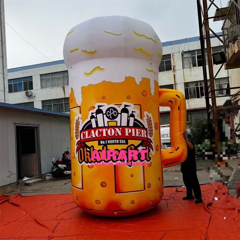 Giant outside beer festival decoration inflatable beer mug,printing logo inflatable beer bottle balloon