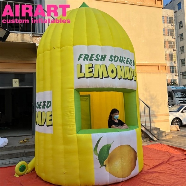 bespoke color inflatable lemon kiosk tent,air pop up large lemon fruit drink tent