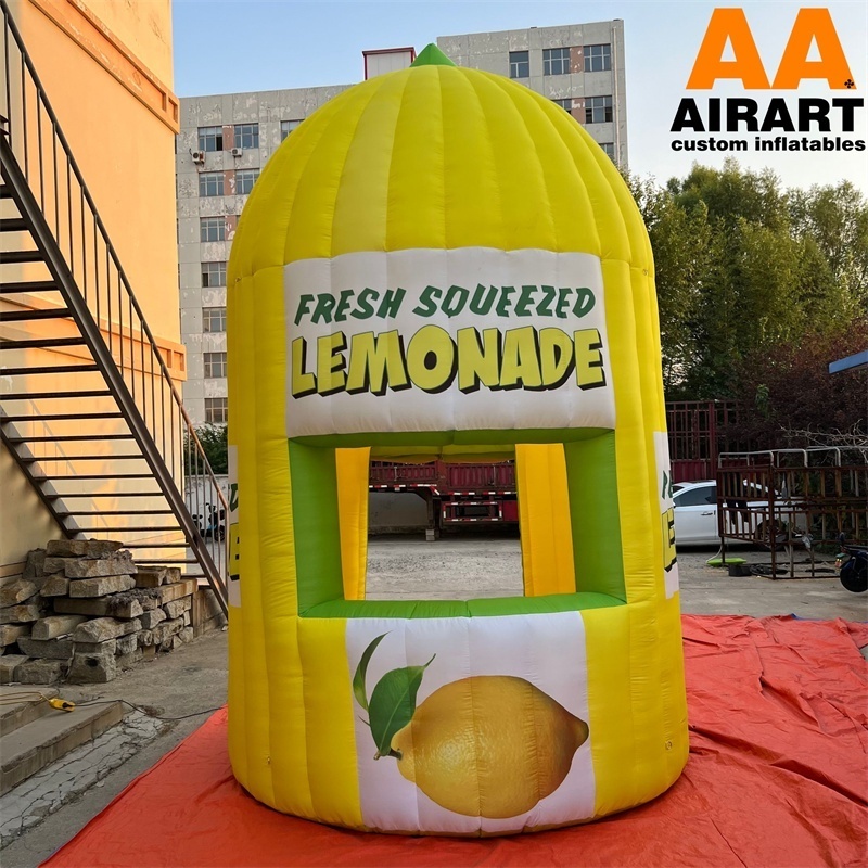 bespoke color inflatable lemon kiosk tent,air pop up large lemon fruit drink tent