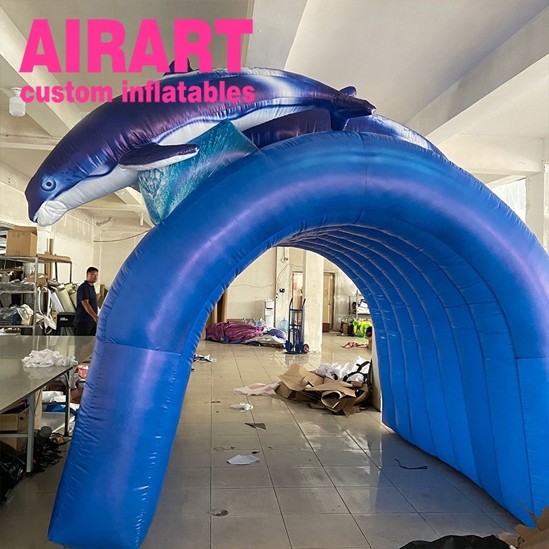 inflatable dolphin mascot tunnel /blow up inflatable fish channel