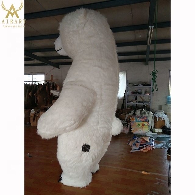 walking inflatable Plush Polar Bear Clothes,custom color inflatable polar bear costume for sale