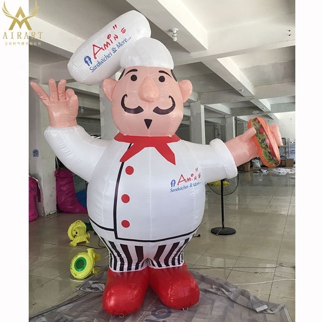 fast food shop openning event parade inflatable chief balloon with logo printing sign