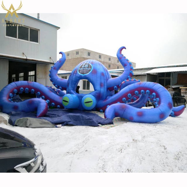 Giant inflatable Kraken sea monster, pirate ship with inflatable tentacles for halloween outdoor party supplies