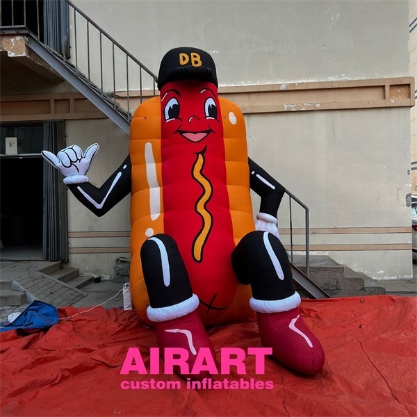 Newly designed cartoon character inflatable hot dogs, cheap inflatable hot dog for display