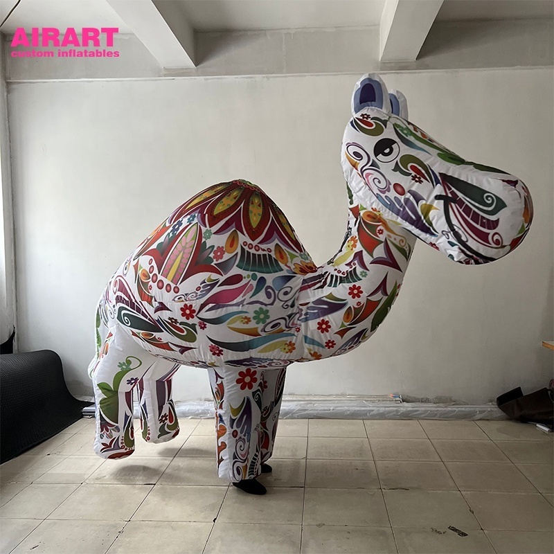 Bespoke Mascot Costume Inflatable, White Color Inflatable Animals Suit, Inflatable Camel Costume With LED Light