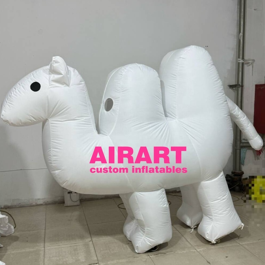 Bespoke Mascot Costume Inflatable, White Color Inflatable Animals Suit, Inflatable Camel Costume With LED Light