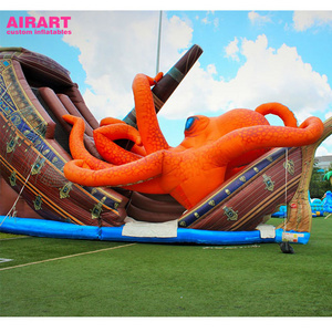 Giant inflatable Kraken sea monster, pirate ship with inflatable tentacles for halloween outdoor party supplies