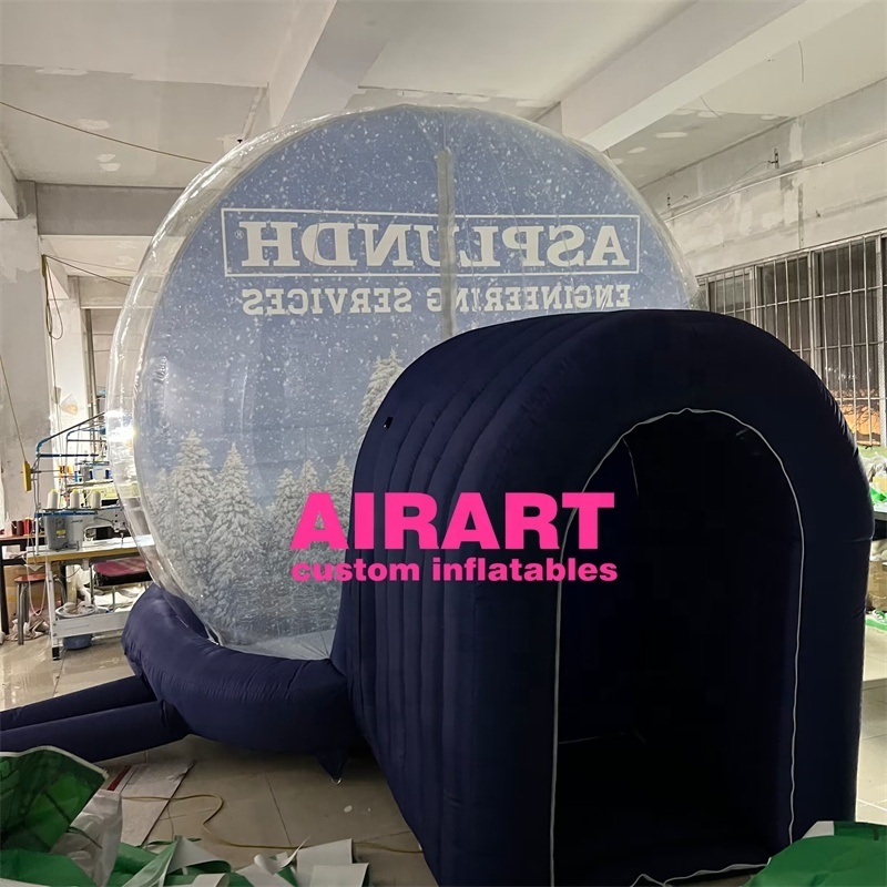 Human size with tunnel door inflatable snow globe photo booth with blowing snow