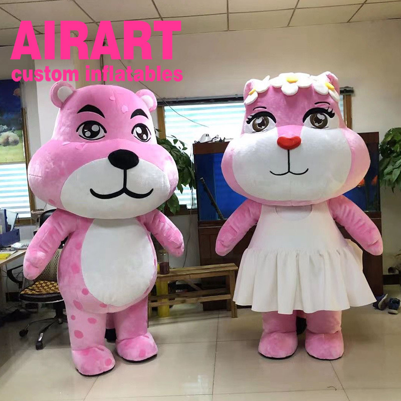 bespoke animals costume inflatable pink cat plush toy,inflatable walking cat mascot costume