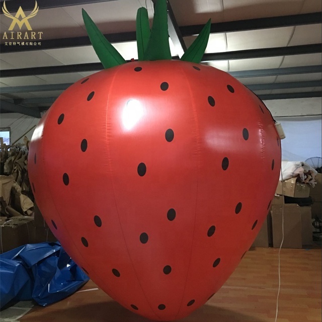 Advertising decorative inflatable fruit model customized, red inflatable strawberry for sale