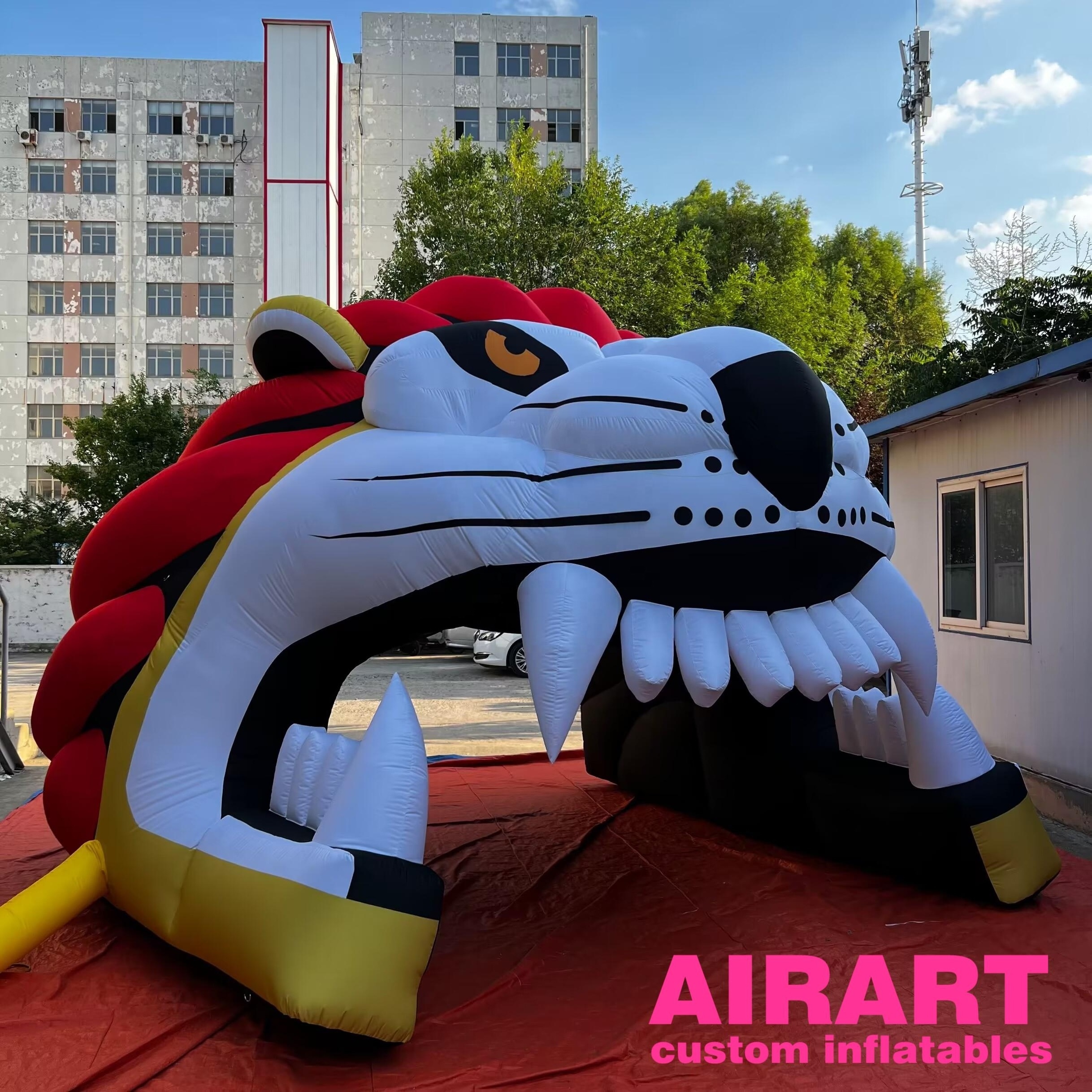 Mascot Tunnel Portable Inflatable Lion Tunnel For Sports Event Entrance