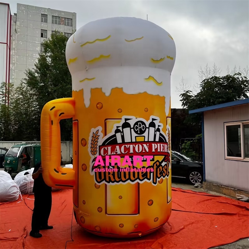 Giant outside beer festival decoration inflatable beer mug,printing logo inflatable beer bottle balloon