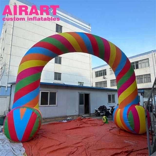 Party decoration inflatable rainbow arch, LED inflatable rainbow arch for event