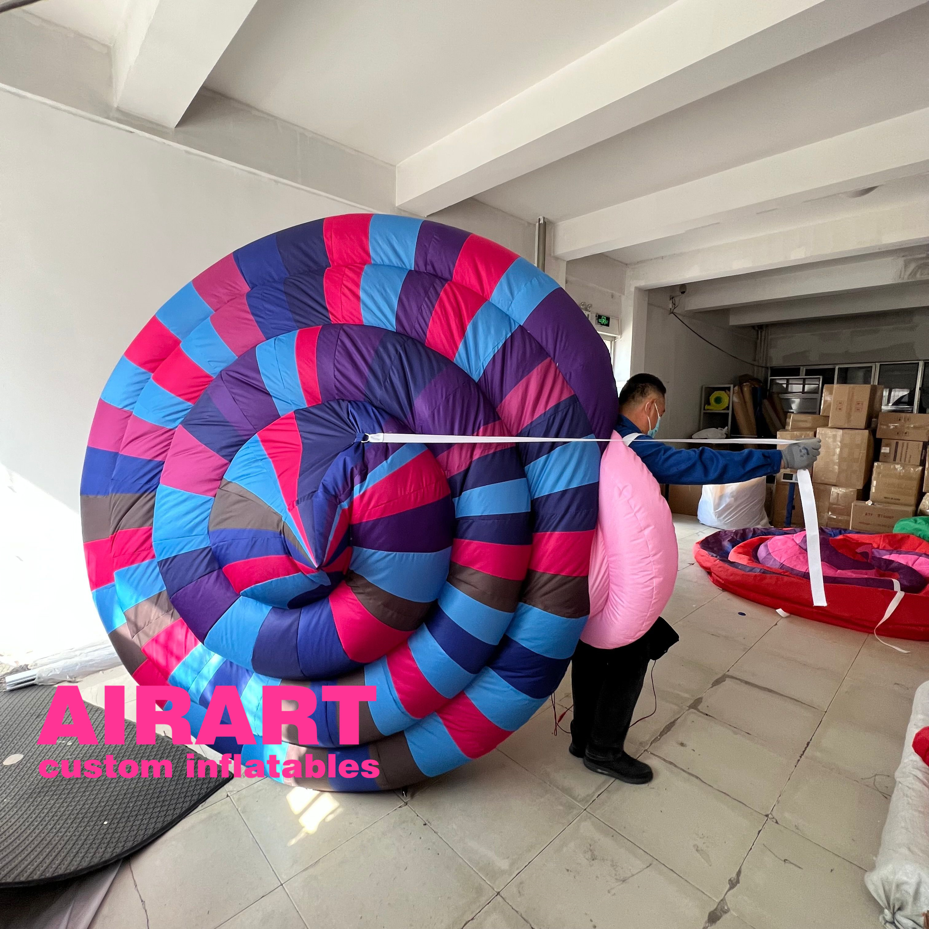 Parade advertising giant inflatable costume with big snail shell