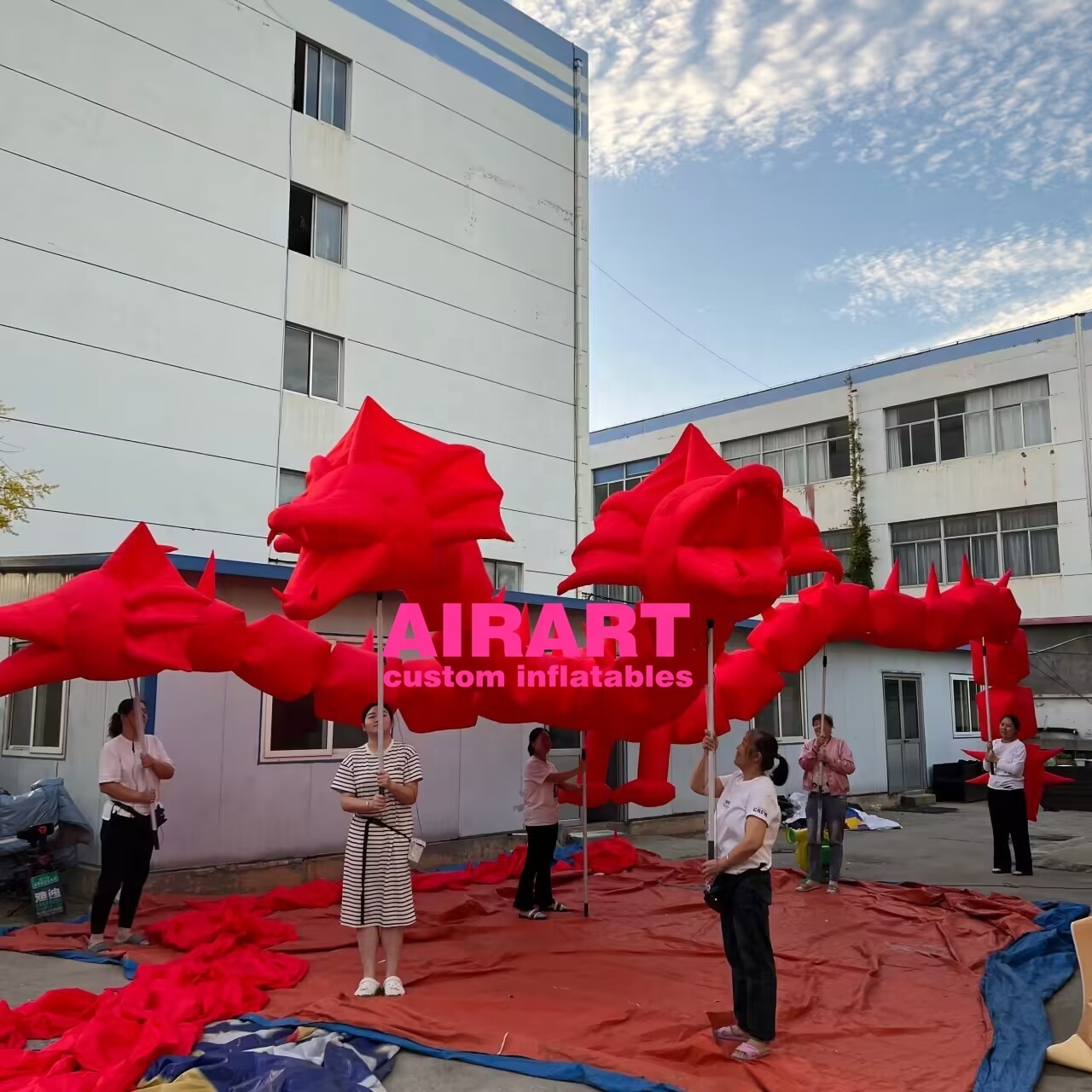 Chinese New Year dragon dance decoration in Chinatown inflatable red dragon puppet for sale