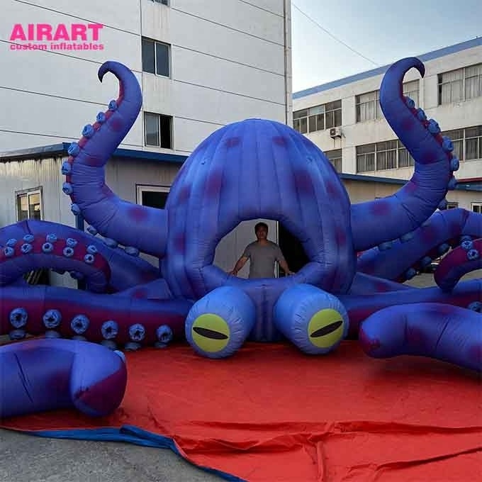 Led colorful inflatable octopus tentacles squid model tent