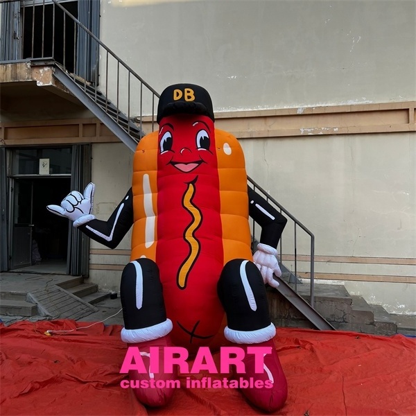 Newly designed cartoon character inflatable hot dogs, cheap inflatable hot dog for display