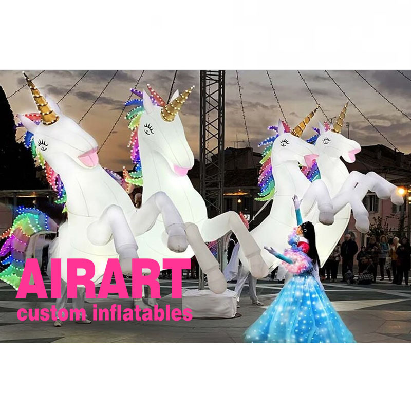 christmas parade event inflatable Rainbow horn horse costume for sale