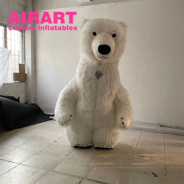 White Plush Inflatable Bear Costume For Character Party/Events